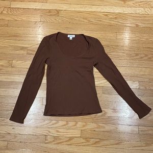 Frank and oak brown women’s long sleeve shirt